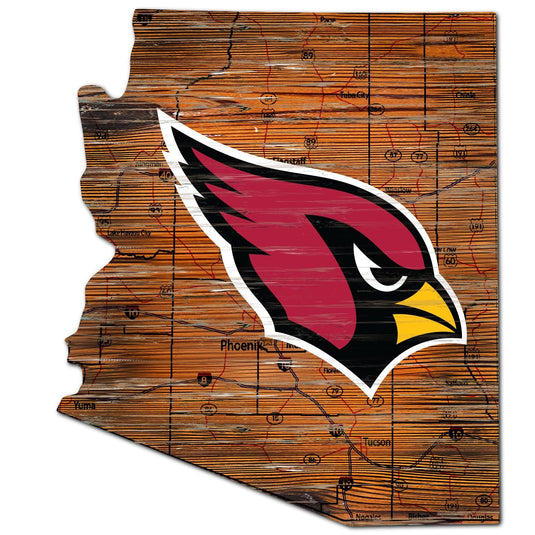 Fan Creations 24" Sign Arizona Cardinals Distressed State With Logo Sign