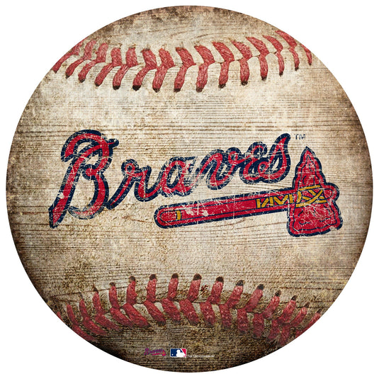 Fan Creations Wall Decor Atlanta Braves 12in Baseball Shaped Sign