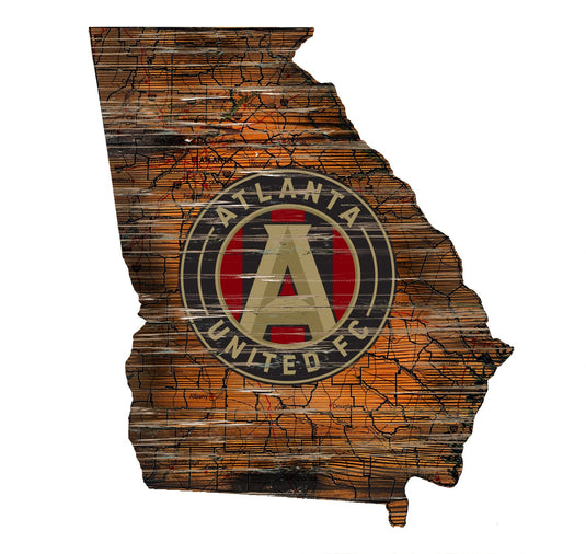 Fan Creations 24" Sign Atlanta United Distressed State With Logo Sign