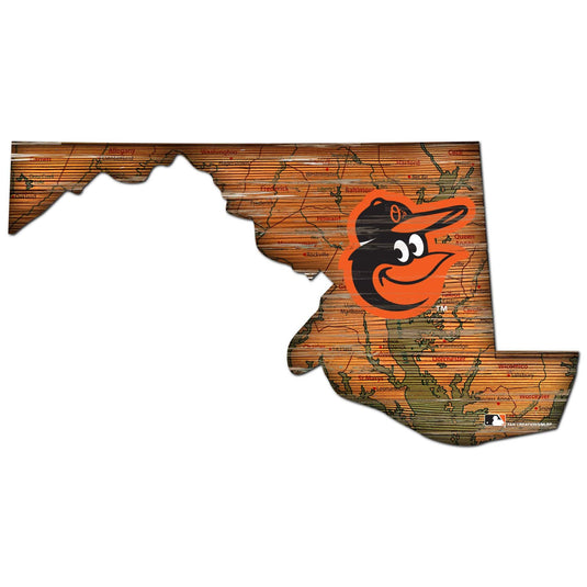 Fan Creations 24" Sign Baltimore Orioles Distressed State With Logo Sign