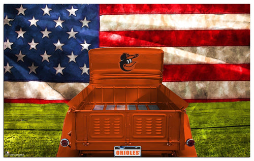 Fan Creations Home Decor Baltimore Orioles  Patriotic Retro Truck 11x19
