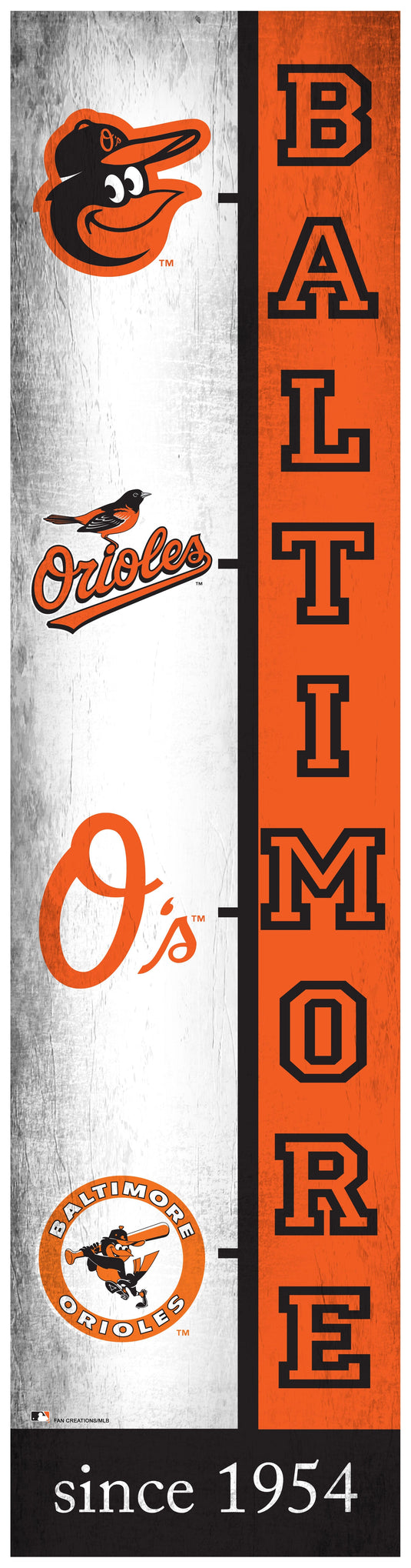 Fan Creations Home decor Baltimore Orioles Team Logo Progression 6x24