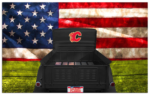 Fan Creations Home Decor Calgary Flames  Patriotic Retro Truck 11x19