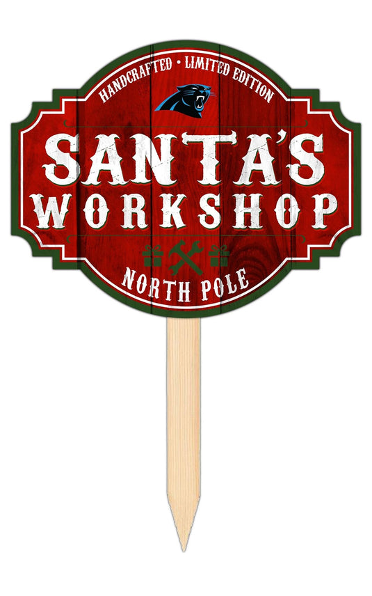 Fan Creations Holiday Home Decor Carolina Panthers Santa's Workshop Tavern Sign 12in