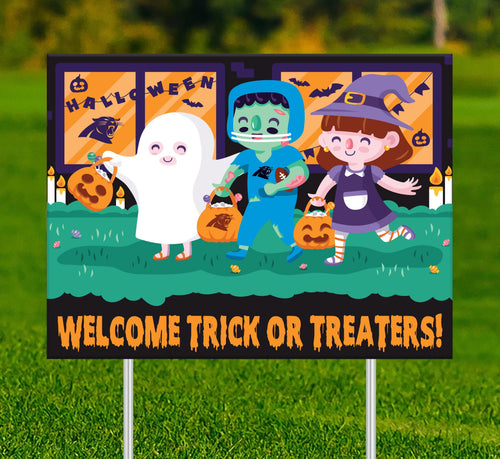 Fan Creations Yard Sign Carolina Panthers Welcome Trick or Treaters Yard Sign