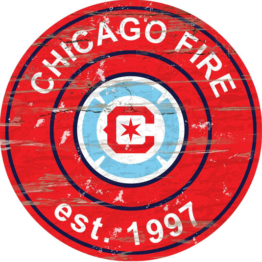 Fan Creations 24" Wall Art Chicago Fire Distressed 24" Round Sign