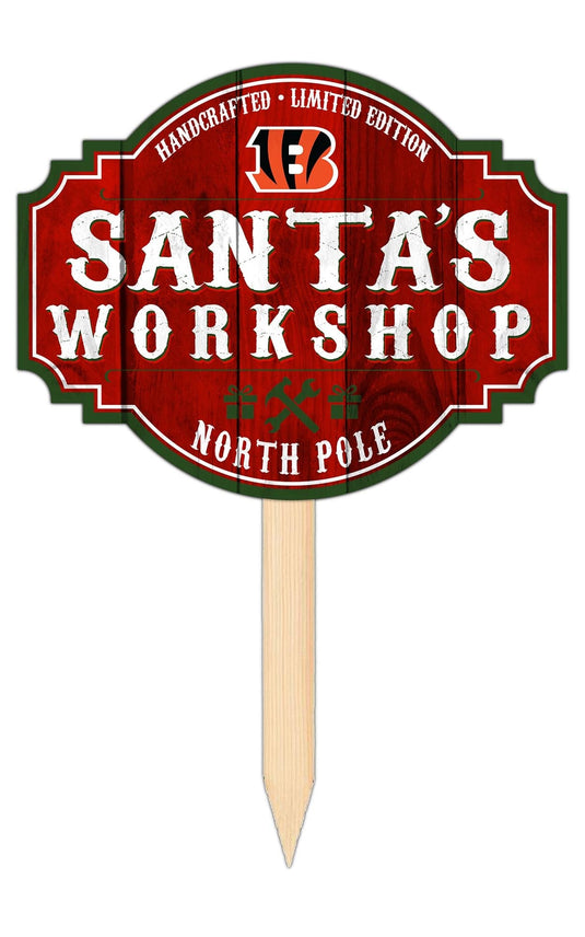 Fan Creations Holiday Home Decor Cincinnati Bengals Santa's Workshop Tavern Sign 12in