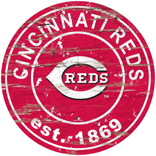 Fan Creations 24" Wall Art Cincinnati Reds Distressed 24" Round Sign