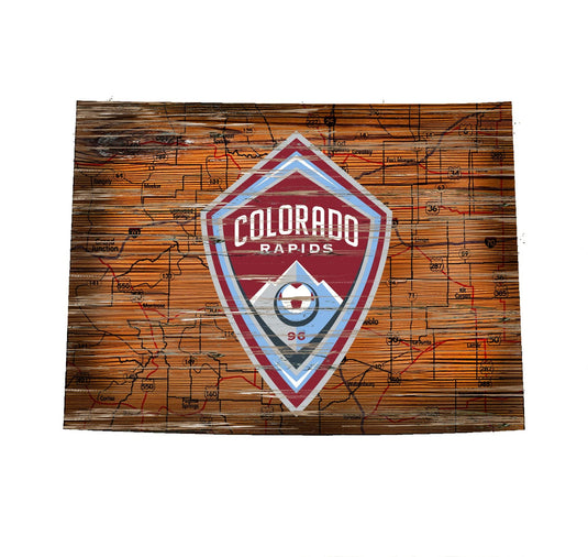 Fan Creations 24" Sign Colorado Rapids Distressed State With Logo Sign