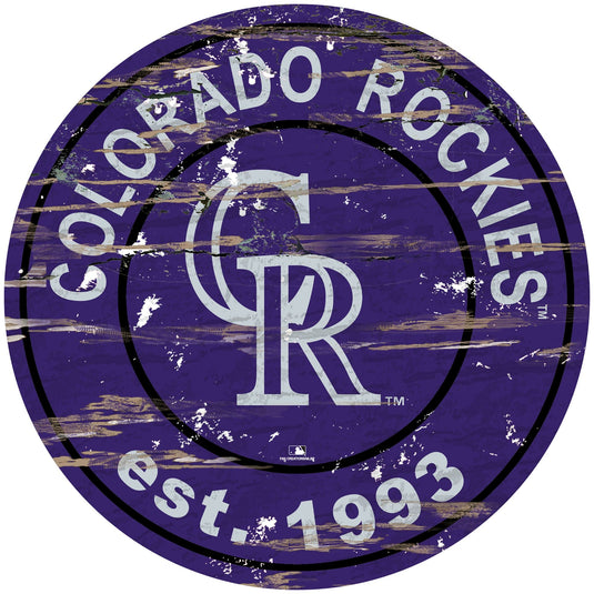 Fan Creations 24" Wall Art Colorado Rockies Distressed 24" Round Sign