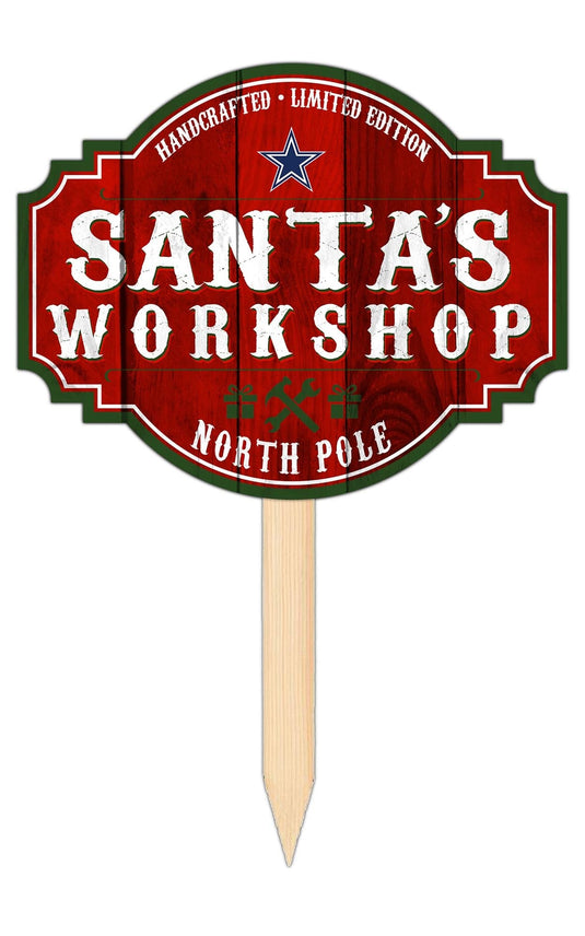 Fan Creations Holiday Home Decor Dallas Cowboys Santa's Workshop Tavern Sign 12in