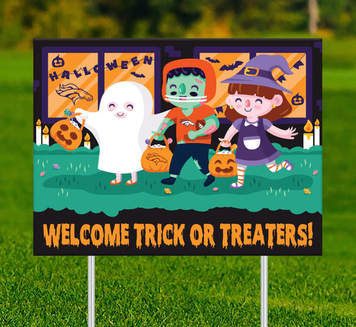 Fan Creations Yard Sign Denver Broncos Welcome Trick or Treaters Yard Sign