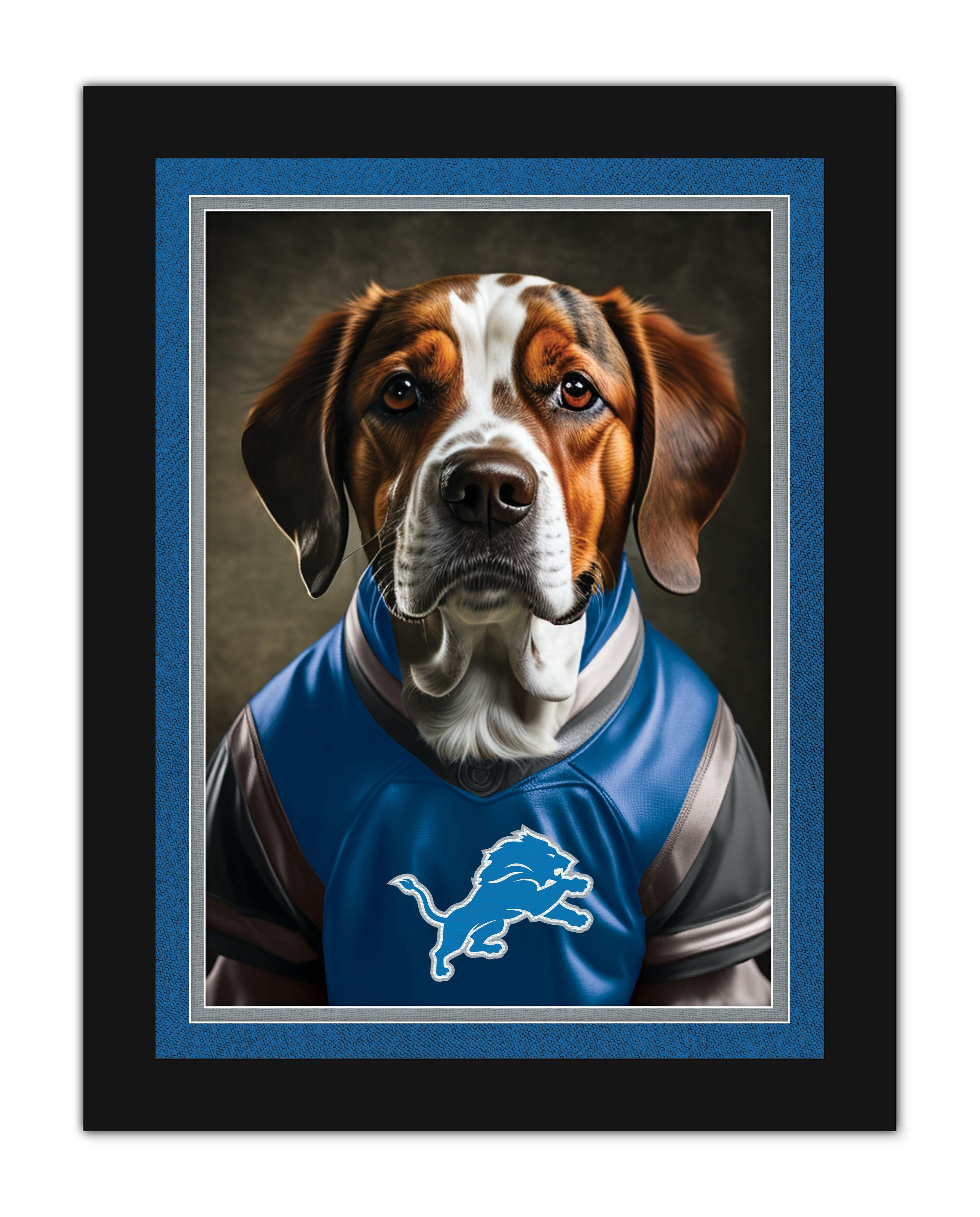 Detroit Lions Dog in Team Jersey 12x16 – Fan Creations GA
