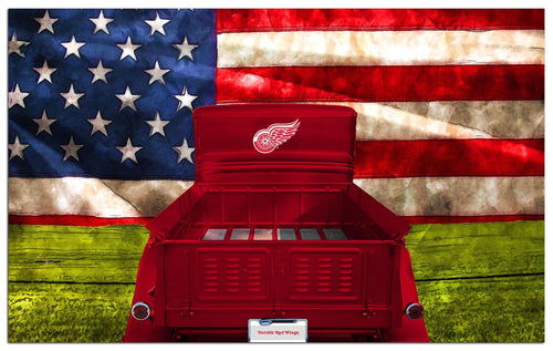 Fan Creations Home Decor Detroit Red Wings  Patriotic Retro Truck 11x19
