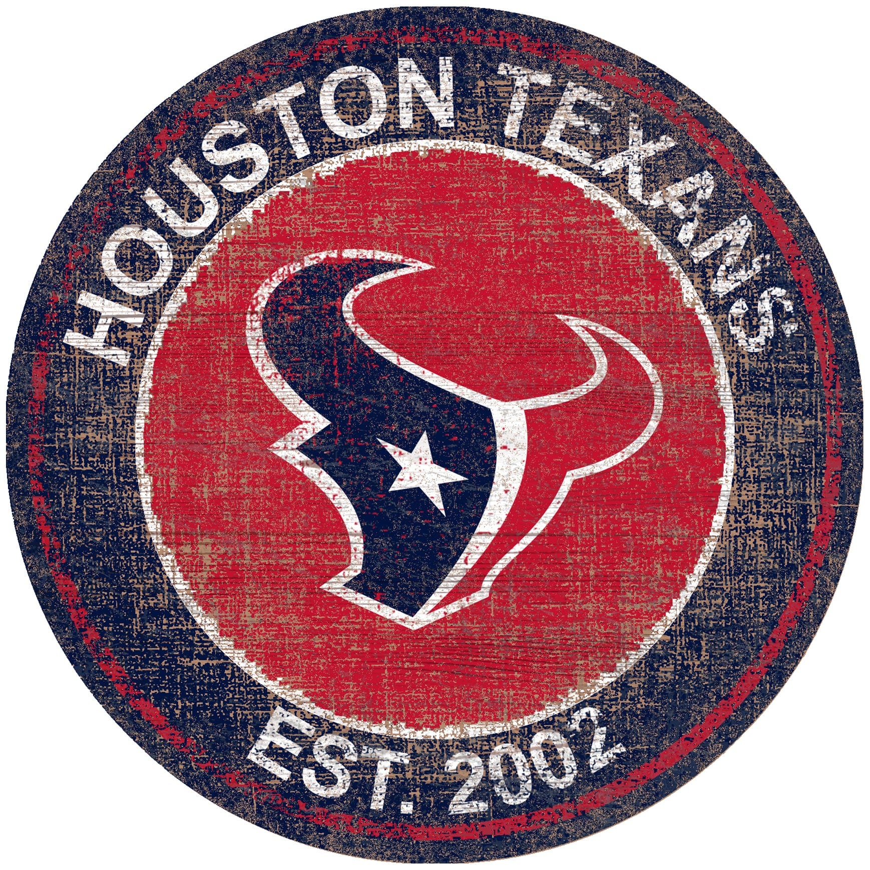 NFL Round Heritage Distressed Sign: Houston Texans