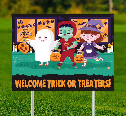 Fan Creations Yard sign Iowa State Welcome Trick or Treaters Yard Sign