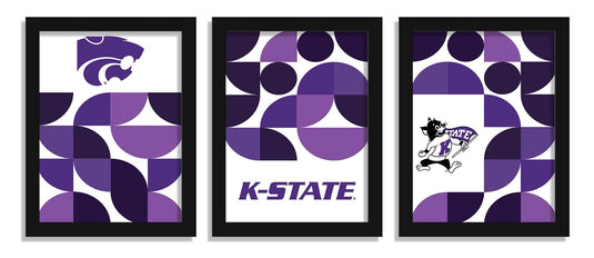 Fan Creations Home Decor Kansas State Minimalist Color Pop 12x16 (set of 3)