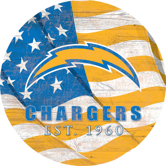 Fan Creations Home Decor Los Angeles Chargers Team Color Flag Circle