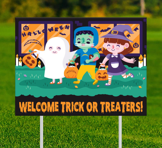 Fan Creations Yard Sign Los Angeles Chargers Welcome Trick or Treaters Yard Sign