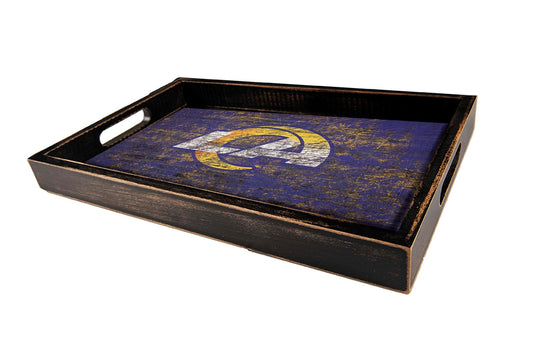 Fan Creations Home Decor Los Angeles Rams  Distressed Team Tray With Team Colors