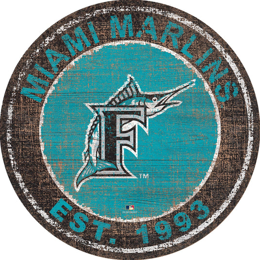 Fan Creations Home Decor Miami Marlins Heritage Logo Round