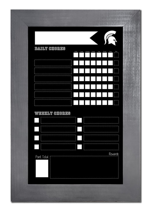 Fan Creations Home Decor Michigan State   Chore Chart Chalkboard 11x19 With Frame