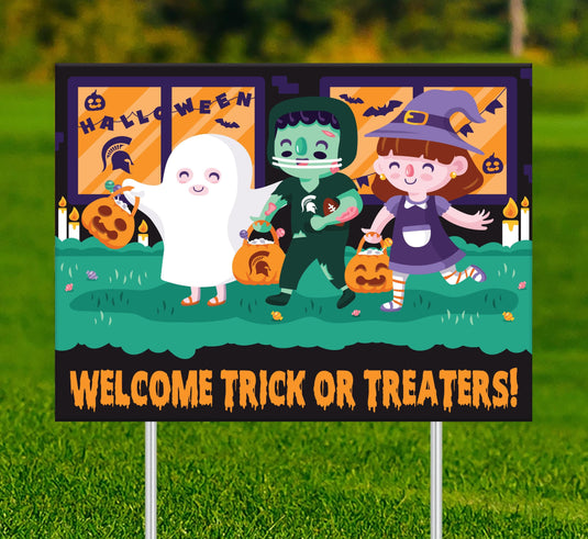 Fan Creations Yard sign Michigan State Welcome Trick or Treaters Yard Sign