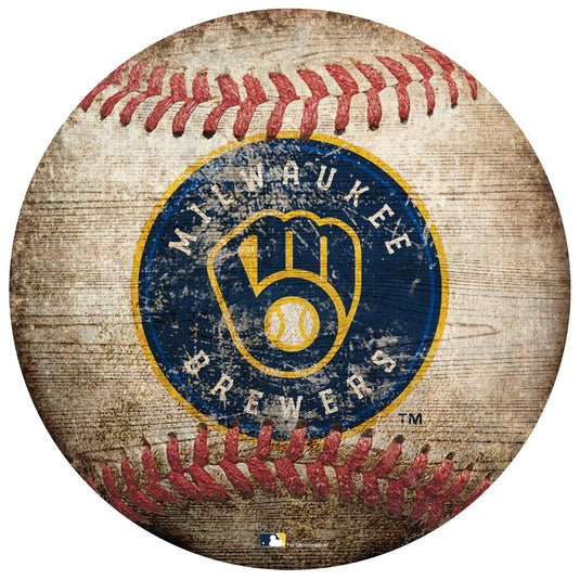 Fan Creations Wall Decor Milwaukee Brewers 12in Baseball Shaped Sign