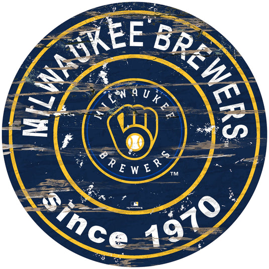 Fan Creations 24" Wall Art Milwaukee Brewers Distressed 24" Round Sign