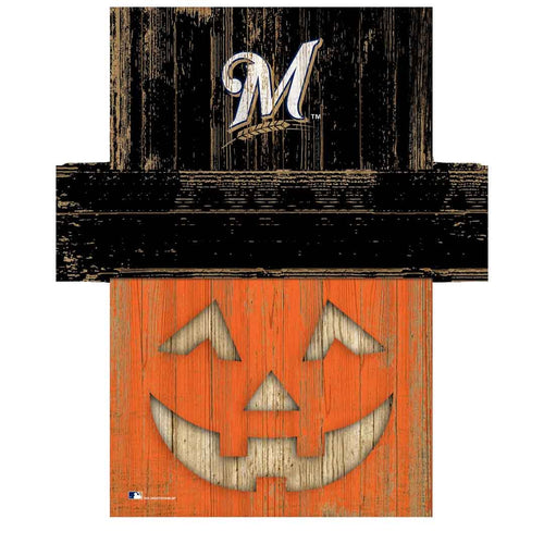 Fan Creations Holiday Decor Milwaukee Brewers Pumpkin Head With Hat