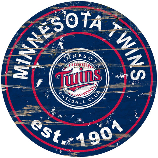 Fan Creations 24" Wall Art Minnesota Twins Distressed 24" Round Sign