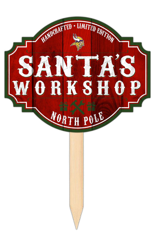 Fan Creations Holiday Home Decor Minnesota Vikings Santa's Workshop Tavern Sign 12in
