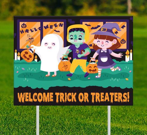 Fan Creations Yard Sign Minnesota Vikings Welcome Trick or Treaters Yard Sign