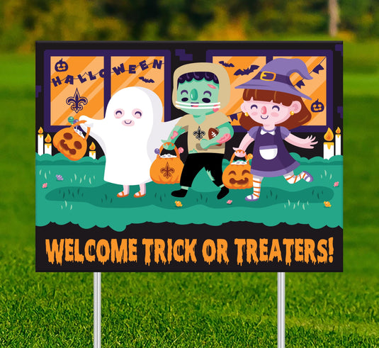 Fan Creations Yard Sign New Orleans Saints Welcome Trick or Treaters Yard Sign