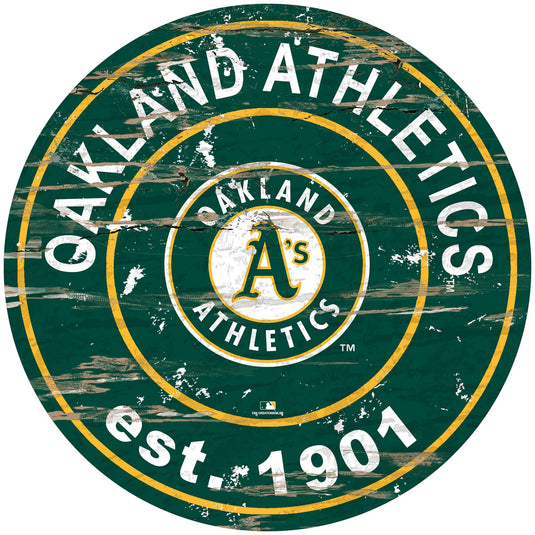 Fan Creations 24" Wall Art Oakland Athletics Distressed 24" Round Sign