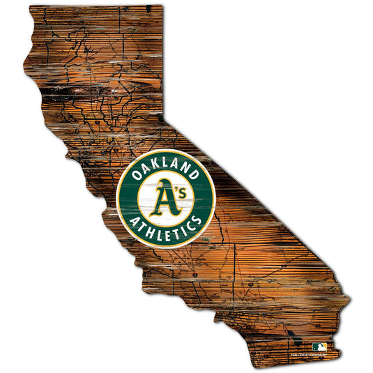 Fan Creations 24" Sign Oakland Athletics Distressed State With Logo Sign