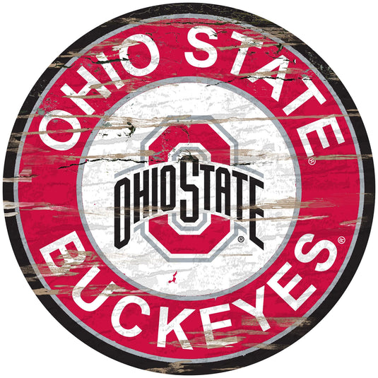 Fan Creations 24" Wall Art Ohio State Distressed 24" Round Sign