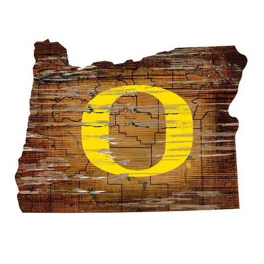Fan Creations 24" Sign Oregon Distressed State With Logo Sign