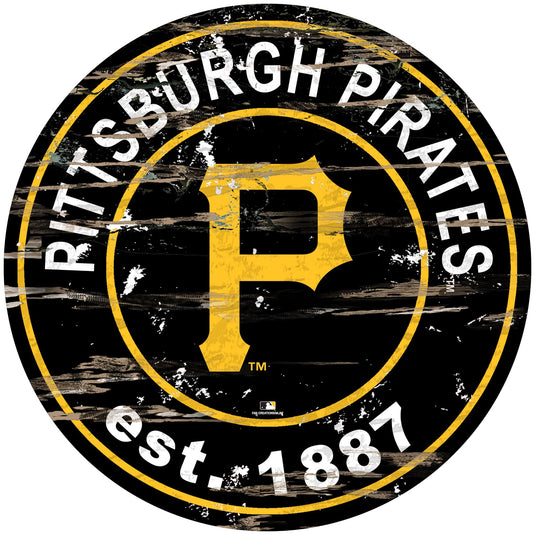 Fan Creations 24" Wall Art Pittsburgh Pirates Distressed 24" Round Sign