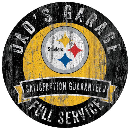 Fan Creations 12" Circle Pittsburgh Steelers Dad's Garage Sign