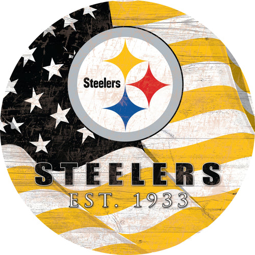 Fan Creations Home Decor Pittsburgh Steelers Team Color Flag Circle