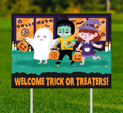 Fan Creations Yard Sign Pittsburgh Steelers Welcome Trick or Treaters Yard Sign