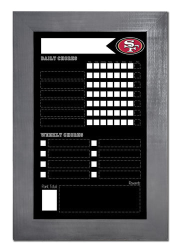Fan Creations Home Decor San Francisco 49ers   Chore Chart Chalkboard 11x19 With Frame