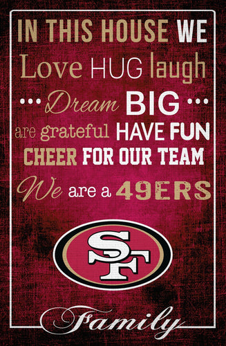 Fan Creations Home Decor San Francisco 49ers   In This House 17x26