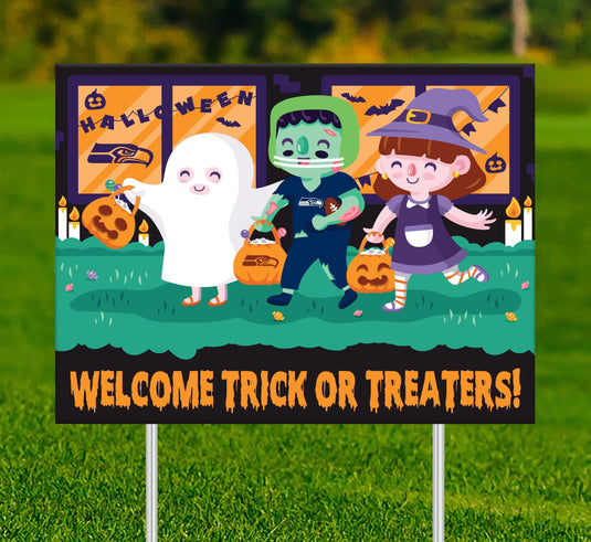 Fan Creations Yard Sign Seattle Seahawks Welcome Trick or Treaters Yard Sign