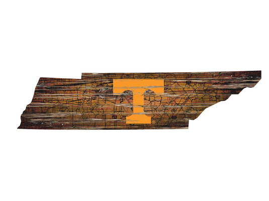 Fan Creations 24" Sign Tennessee Distressed State With Logo Sign