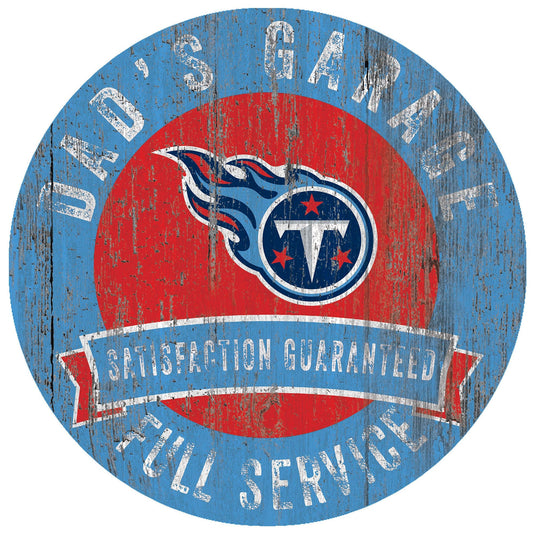 Fan Creations 12" Circle Tennessee Titans Dad's Garage Sign