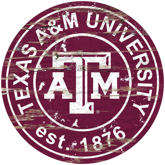 Fan Creations 24" Wall Art Texas A&M Distressed 24" Round Sign