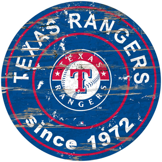 Fan Creations 24" Wall Art Texas Rangers Distressed 24” Round Sign