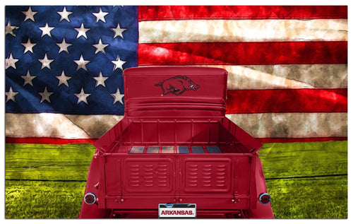 Fan Creations Home Decor University of Arkansas  Patriotic Retro Truck 11x19
